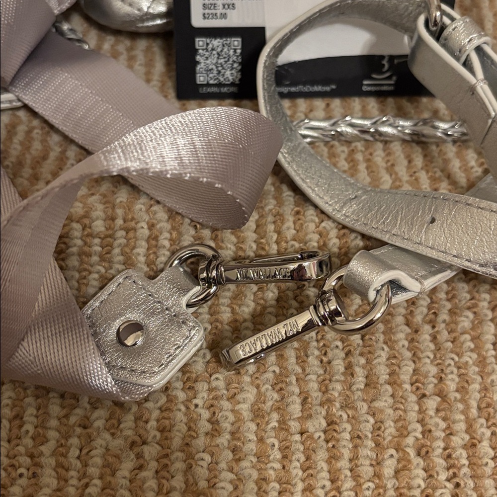 MZ Wallace Micro Crosby Silver Leather Quilted Sling - Picture 12 of 12